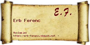 Erb Ferenc névjegykártya
